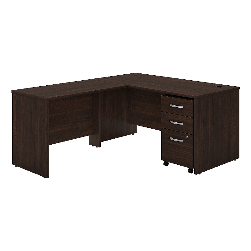 Studio C 60W x 30D L Shaped Desk with Drawers in Black Walnut - Engineered Wood
