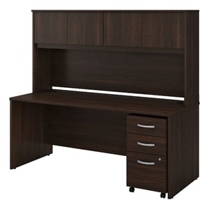 Studio C 72W x 30D Desk with Hutch and Drawers in Black Walnut - Engineered Wood