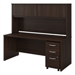 Studio C 72W x 30D Desk with Hutch and Drawers in Black Walnut - Engineered Wood