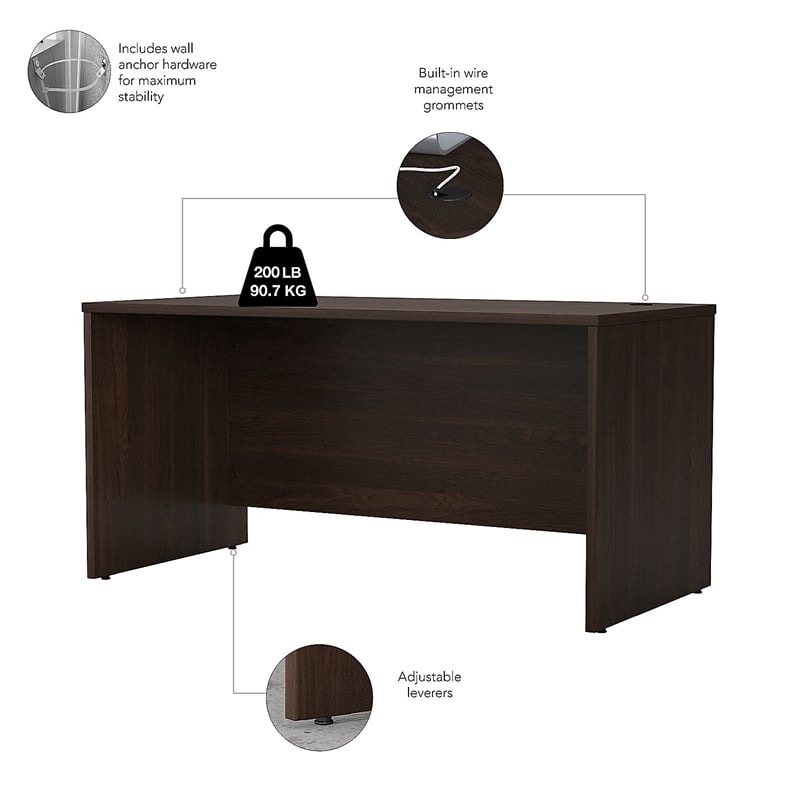 Studio C 60W x 30D Office Desk with Drawers in Black Walnut - Engineered Wood