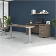 Studio C 60W Adjustable Standing Desk Set in Modern Hickory - Engineered Wood