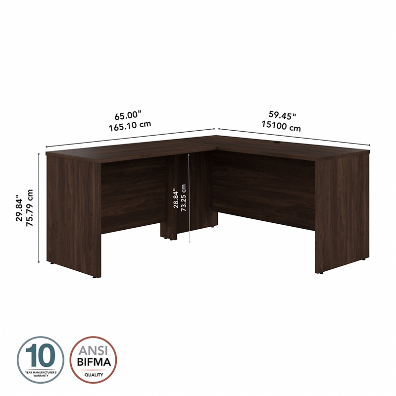 Studio C 60W L Shaped Desk with 42W Return in Black Walnut - Engineered Wood