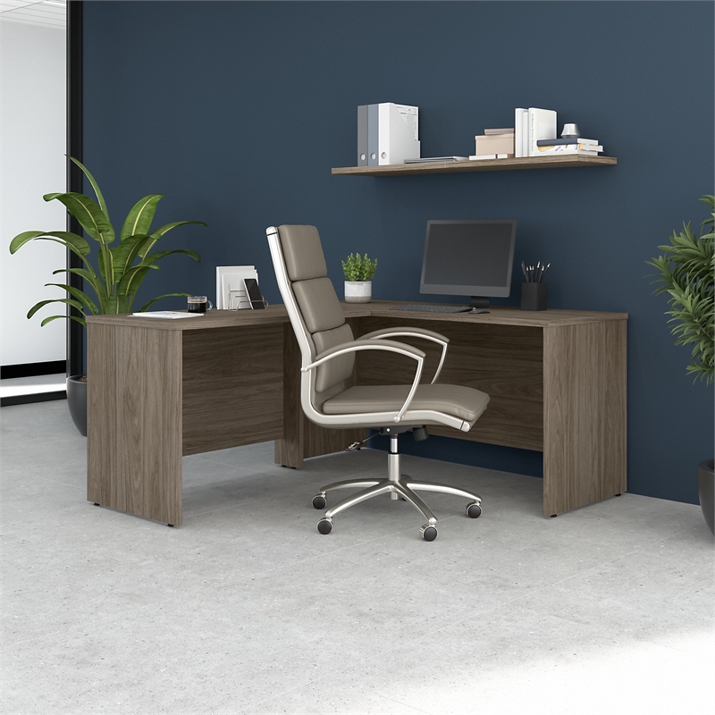 Studio C 60W L Shaped Desk with 42W Return in Modern Hickory - Engineered Wood