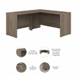 Studio C 60W L Shaped Desk with 42W Return in Modern Hickory - Engineered Wood