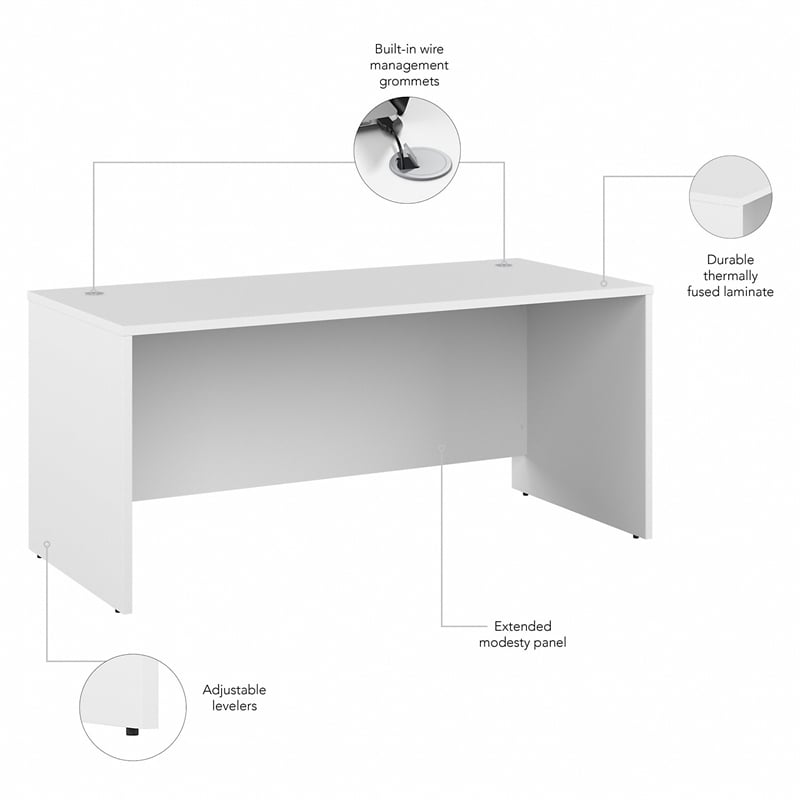 Studio C 66W x 30D Office Desk in White - Engineered Wood
