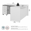 Studio C 60W Left Hand L-Bow Desk with Drawers in White - Engineered Wood