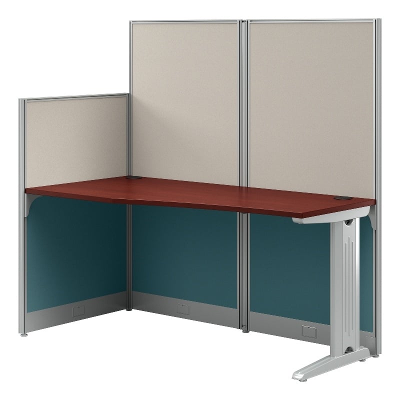 Office in an Hour 65W Straight Cubicle Desk in Hansen Cherry - Engineered Wood