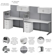Office in an Hour 2 Person Cubicle Desk Set in Pure White - Engineered Wood