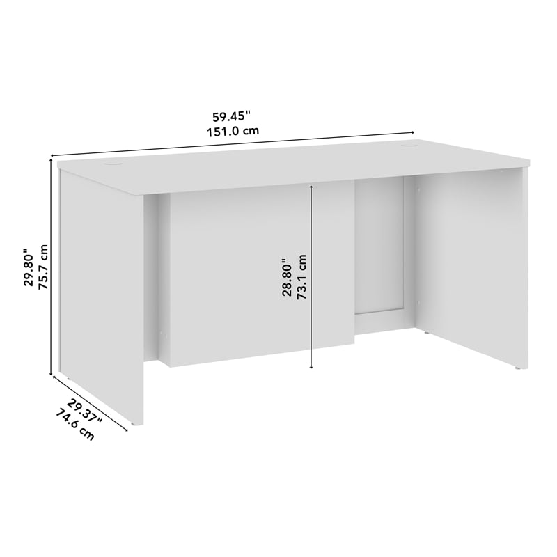 Hampton Heights 60W x 30D Executive Desk in White - Engineered Wood