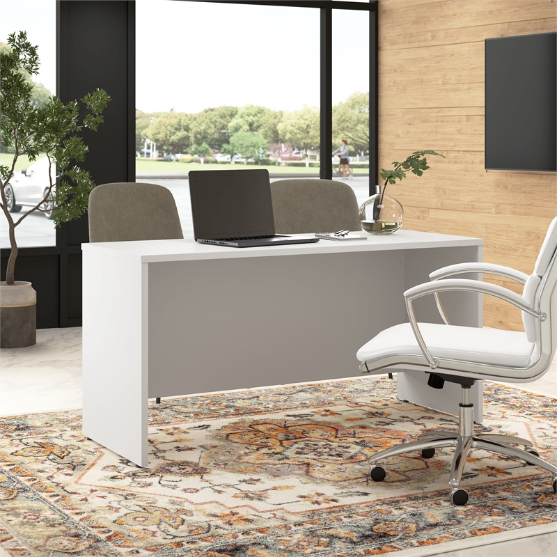 Hampton Heights 60W x 24D Credenza Desk in White - Engineered Wood