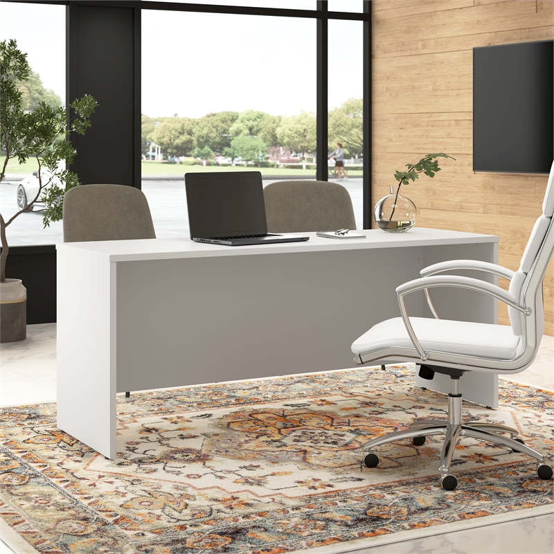 Hampton Heights 72W x 24D Credenza Desk in White - Engineered Wood