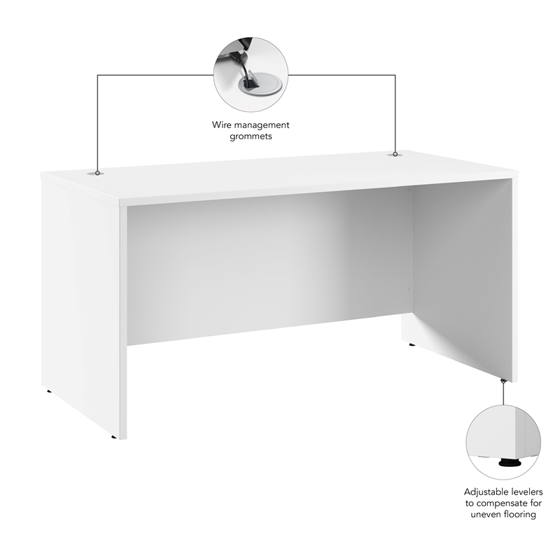 Hampton Heights 60W x 30D Office Desk in White - Engineered Wood