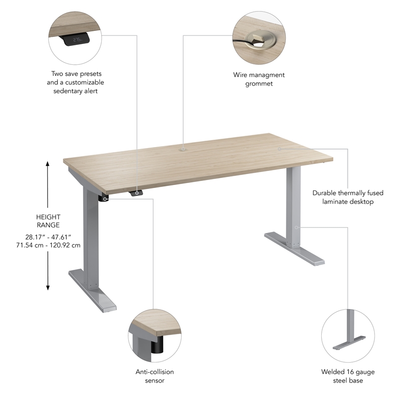 Move 40 Series 60W Adjustable Standing Desk in Natural Elm - Engineered Wood