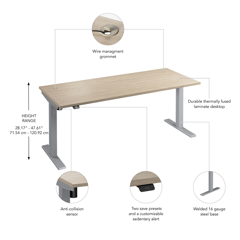 Move 40 Series 72W Adjustable Standing Desk in Natural Elm - Engineered Wood