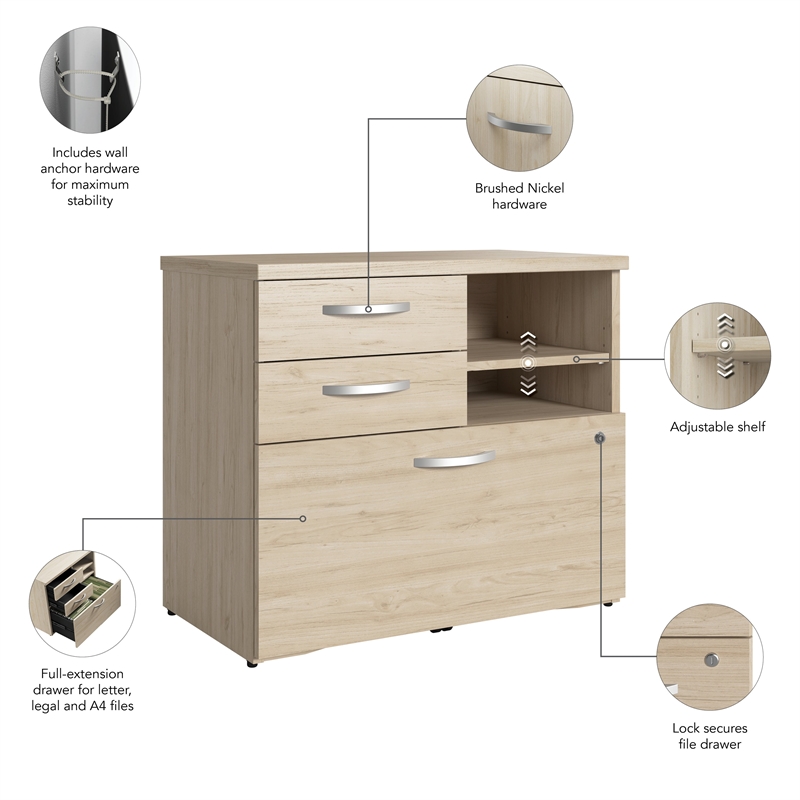 Studio C Office Storage Cabinet with Drawers in Natural Elm - Engineered Wood