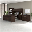 Studio C 72W U Desk with Hutch and Storage in Black Walnut - Engineered Wood
