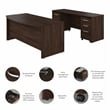 Studio C 72W Desk Set with File Cabinets in Black Walnut - Engineered Wood