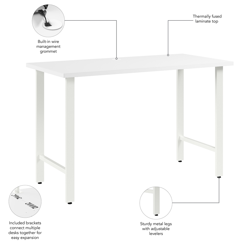 Hustle 48W x 24D Computer Desk with Metal Legs in White - Engineered Wood