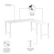 Hustle 72W L Shaped Computer Desk with Metal Legs in White - Engineered Wood