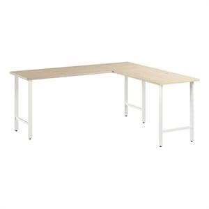 Hustle 72W x 24D L Shaped Computer Desk in Natural Elm - Engineered Wood