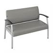 Bush Business Arrive Waiting Room Loveseat with Arms in Light Gray Vinyl