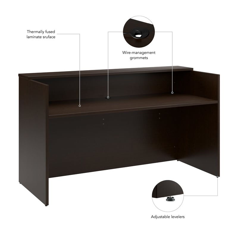 Arrive 72W x 30D Reception Desk with Shelf in Mocha Cherry - Engineered Wood