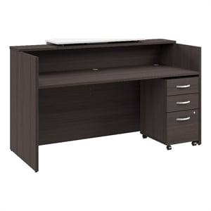 Arrive 72W x 30D Reception Desk with Drawers in Storm Gray - Engineered Wood