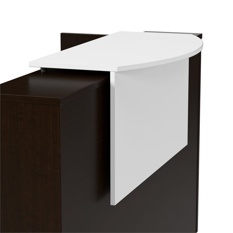 Arrive 72W x 72D L Reception Desk with Counter in Mocha Cherry - Engineered Wood