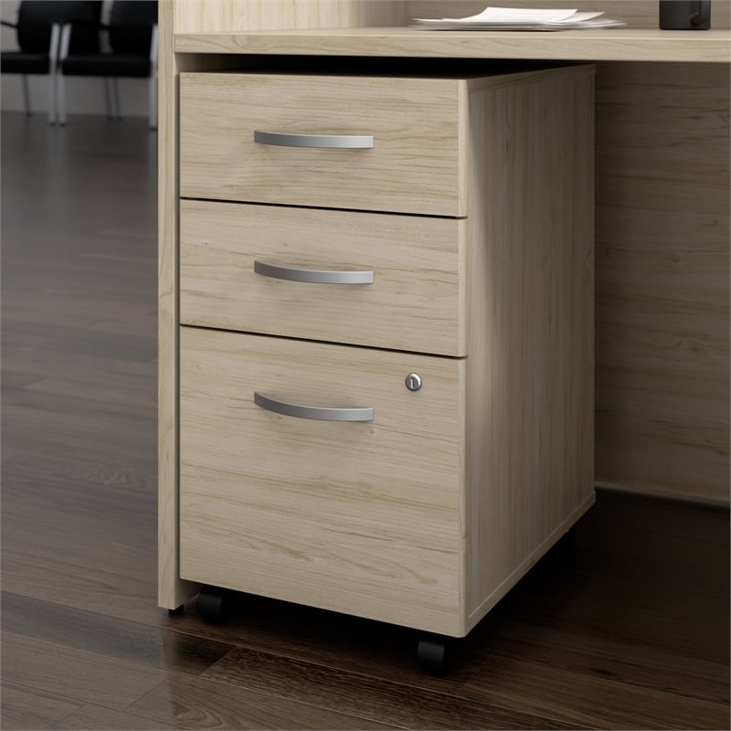 Arrive 3 Drawer Mobile File Cabinet in Natural Elm - Engineered Wood