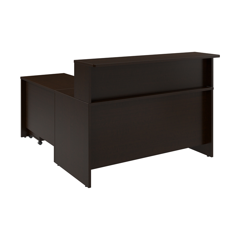 Arrive 60W x 72D L Reception Desk with Drawers in Mocha Cherry - Engineered Wood