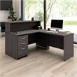 Arrive 60W x 72D L Reception Desk with Drawers in Storm Gray - Engineered Wood