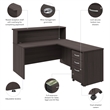 Arrive 60W x 72D L Reception Desk with Drawers in Storm Gray - Engineered Wood