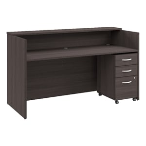 Arrive 72W x 30D Reception Desk with Drawers in Storm Gray - Engineered Wood