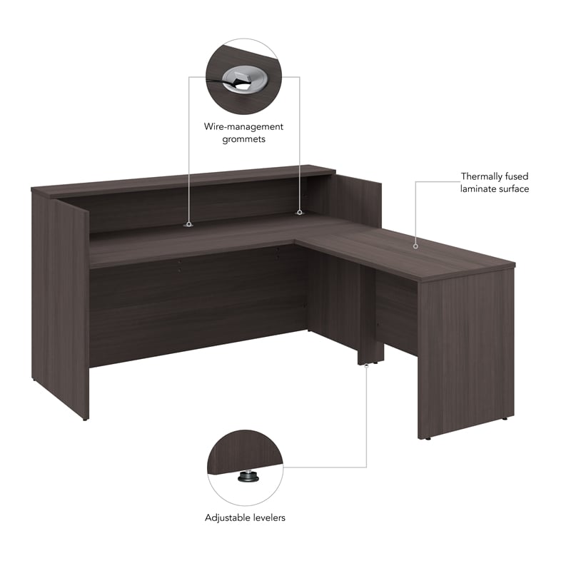 Arrive 72W x 72D L Shaped Reception Desk in Storm Gray - Engineered Wood
