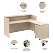Arrive 72W x 72D L Reception Desk with Drawers in Natural Elm - Engineered Wood