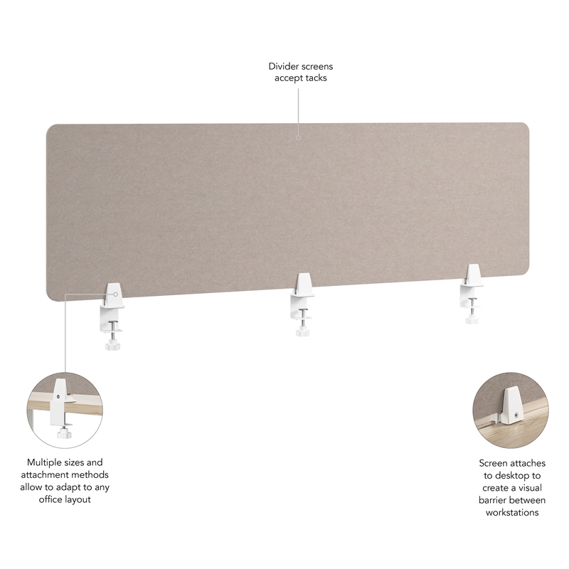 Bush Business Furniture 58W Desktop Privacy Screen in Warm Beige