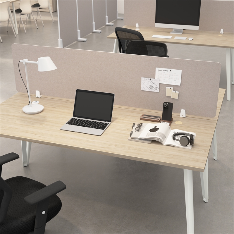 Bush Business Furniture 70W Desktop Privacy Screen in Warm Beige