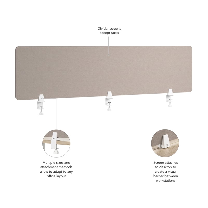 Bush Business Furniture 70W Desktop Privacy Screen in Warm Beige