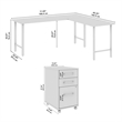 Hustle 72W x 24D L Shaped Computer Desk with Drawers in White - Engineered Wood