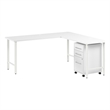 Hustle 72W x 24D L Shaped Computer Desk with Drawers in White - Engineered Wood