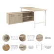 Hustle 60W Computer Desk with Storage Cabinet in Natural Elm - Engineered Wood