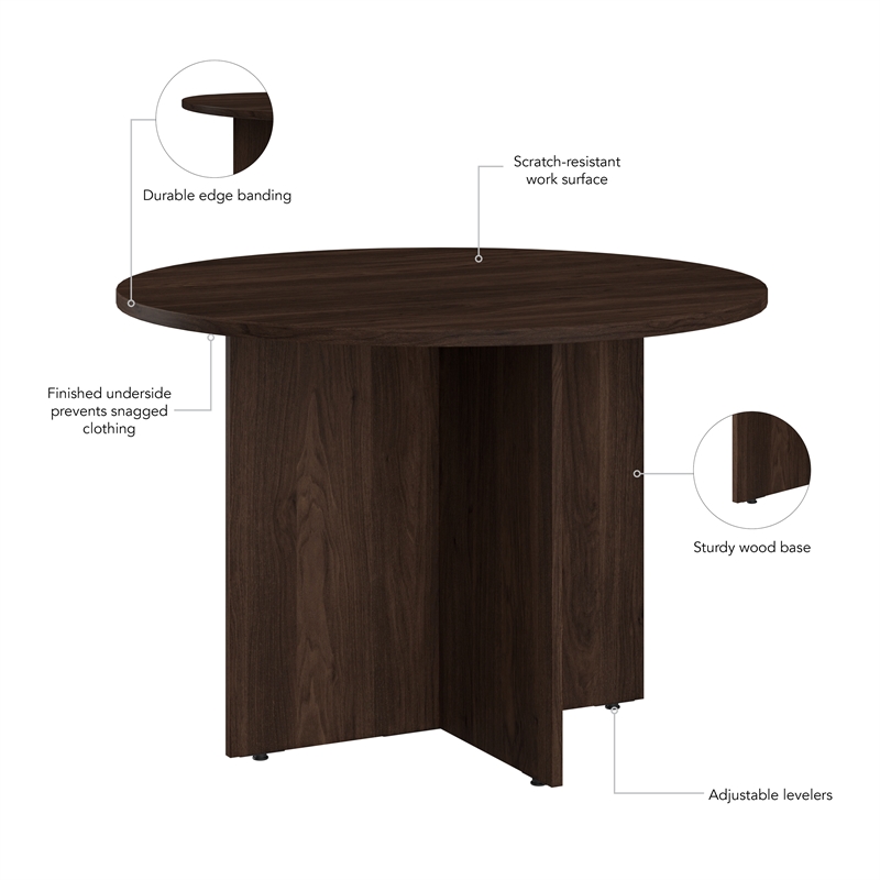 Bush Business 42W Round Conference Table in Black Walnut - Engineered Wood