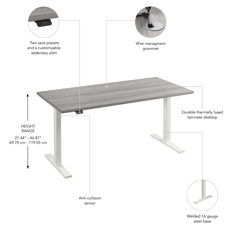 Move 60 Series 60W Adjustable Standing Desk in Platinum Gray - Engineered Wood