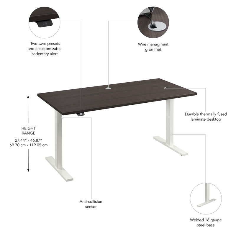 Move 60 Series 60W Adjustable Standing Desk in Storm Gray - Engineered Wood