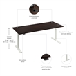 Move 60 Series 72W Adjustable Standing Desk in Black Walnut - Engineered Wood