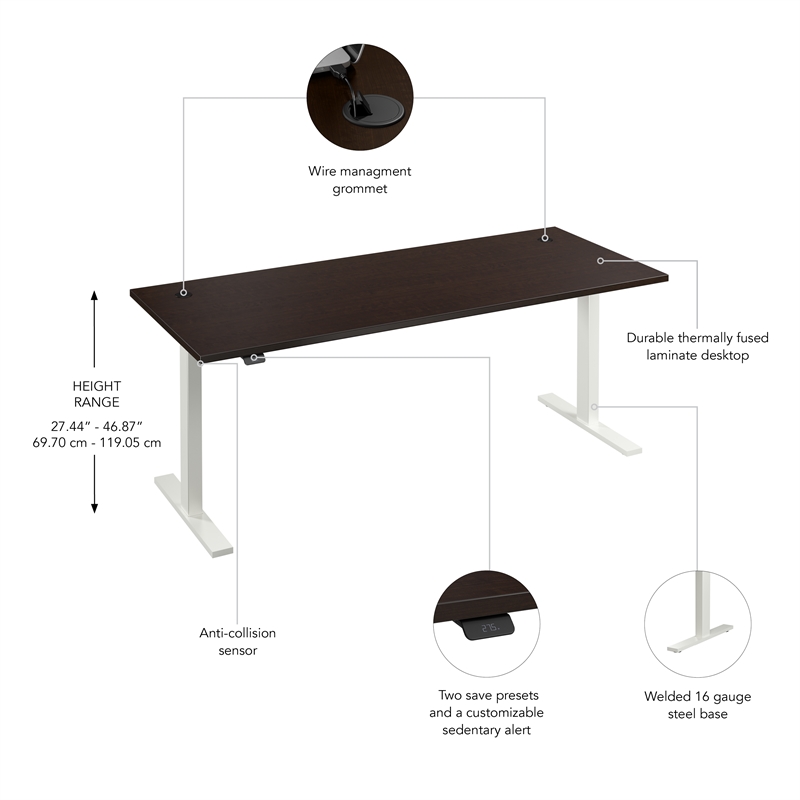 Move 60 Series 72W Adjustable Standing Desk in Mocha Cherry - Engineered Wood