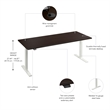 Move 60 Series 72W Adjustable Standing Desk in Mocha Cherry - Engineered Wood
