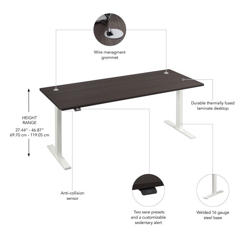 Move 60 Series 72W Adjustable Standing Desk in Storm Gray - Engineered Wood