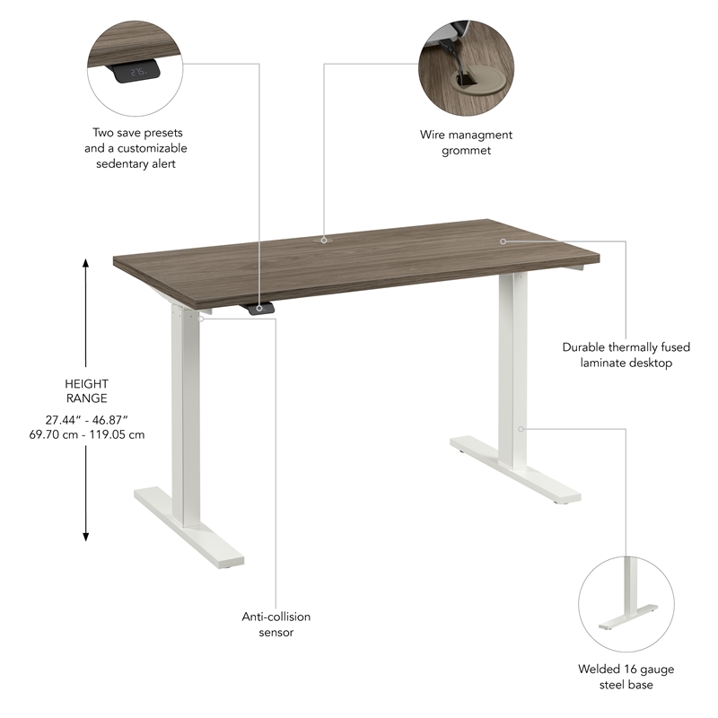 Move 60 Series 48W Adjustable Standing Desk in Modern Hickory - Engineered Wood