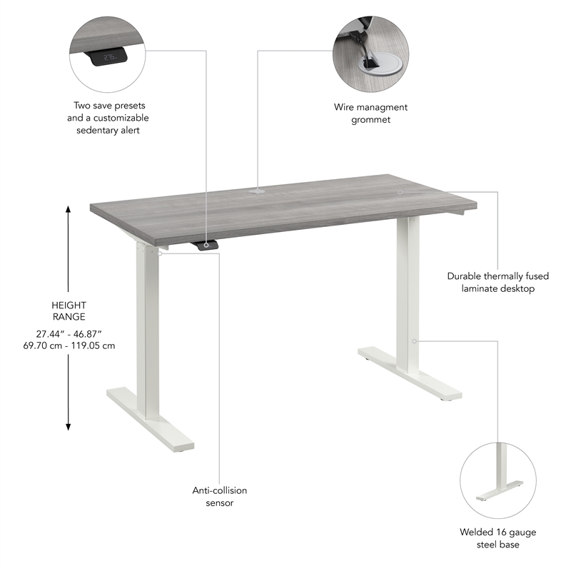 Move 60 Series 48W Adjustable Standing Desk in Platinum Gray - Engineered Wood
